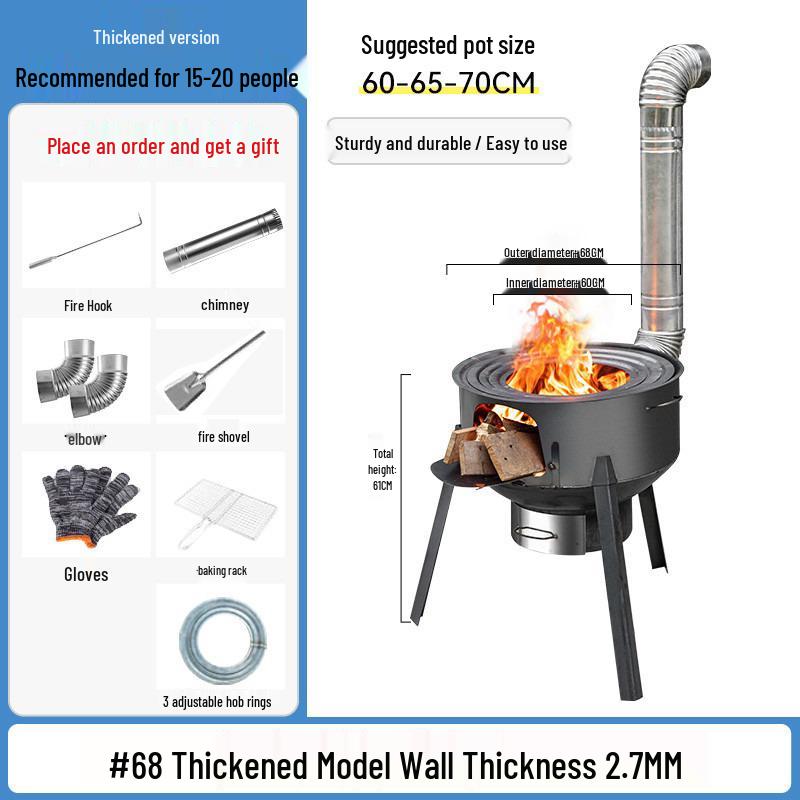 Smokeless Outdoor Firewood Stove for Camping and Home Use