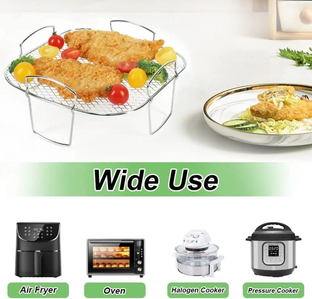 Steel Air Fryer Wire Rack Nonstick Air Fryer Tray Steamer Roasting Kit Reusable Cooking Tools Accessories for Air Fryer Cooking