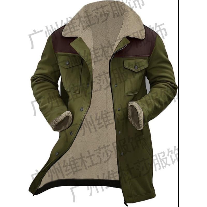 Autumn and winter men's coat suede color matching jacket multi-pocket coat 1 color doma