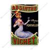 Absinthe Metal Tin Sign Beer Brand Metal Signs Wall Plate Vintage Metal Plaque Man Cave Home Plate Wall Industrial Decor