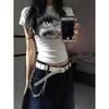 American Spice Girl Eye Print Short Sleeve Design T-Shirt Women's Summer Niche Slim Short Student Top