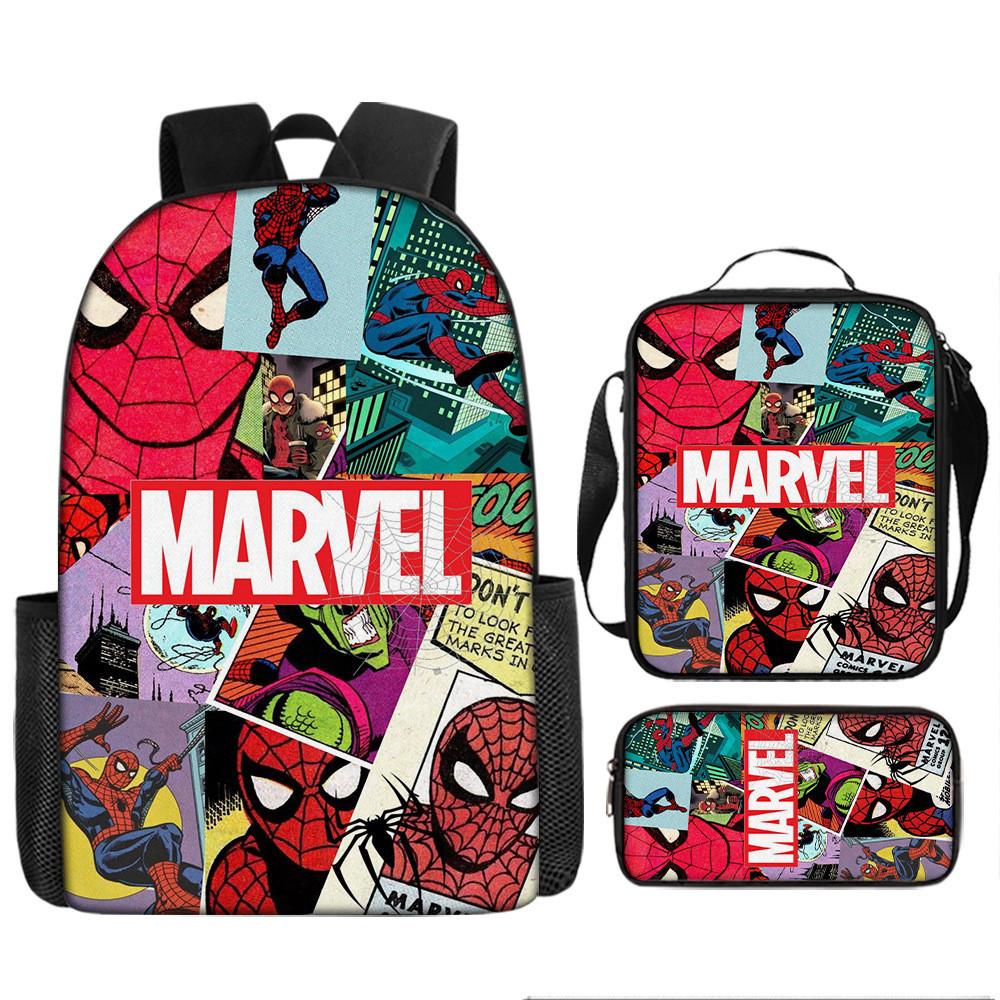 Spiderman School Backpack Set With Oxford Fabric Breathable Waterproof For Kids