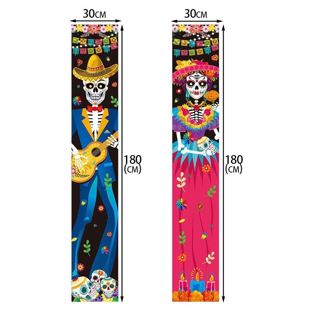 Day Of The Dead Party Door Curtain With Classic Style For Celebration Events