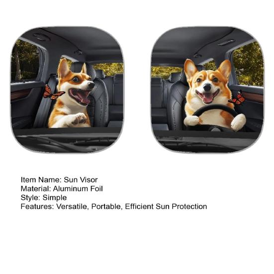 2Pcs Animal Print Car Sun Shade High-Density Aluminum Foil Windshield Sunshade Blocks UV Rays Sun Visor All-Season Protection Vehicle Sun Protector