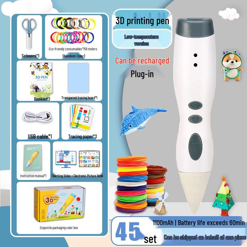 Rechargeable Low Temperature 3D Printing Pen for Kids - 1100mAh PCL Children's Day Gift