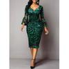 BITCED Fashion Summer Spring Solid Color Print 3/4 Sleeves V-Neck Casual Dresses
