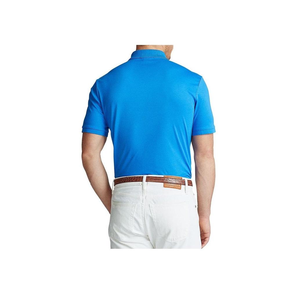 Polo Ralph Lauren Einfarbig Logo Bestickt Pullover Straight Fit Kurzarm Poloshirt Herren Oberteile Blau 710660606-063