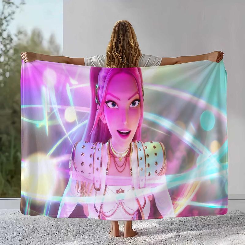 K-Pop Demon Hunters Golden Saja Boys Coperta di Flanella, Coperta in Peluche Ultra Morbida e Calda per Casa Camera da Letto Letto Divano Copertura Ufficio Picnic
