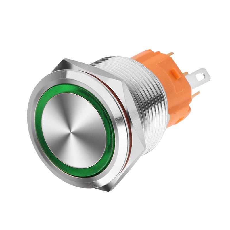 Blue Wave 19mm Waterproof Metal Button Switch with Light, Luminous Self-Locking, High Current Reset, Stainless Steel