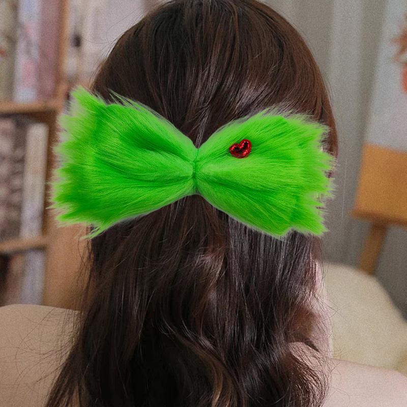 1Pc Girl Creative Headdress Green Hair Hairpin Christmas Clips
