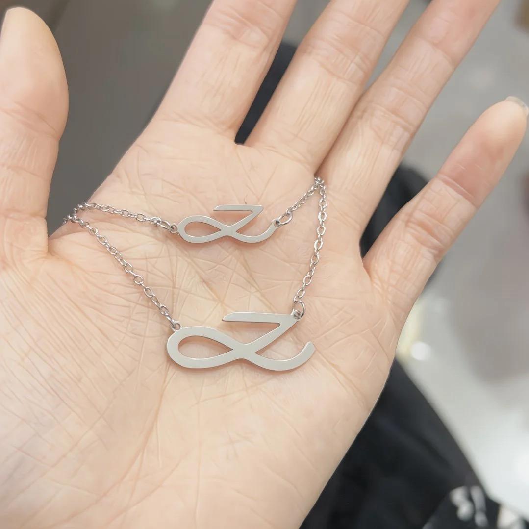 BTS JUNG KOOK Náramok, Náhrdelník v štýle ručne písaného podpisu Bracelet+Necklace beige