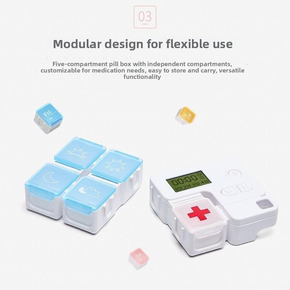 New Smart Reminder Pill Storage Box Alarm Timer Battery Operated Medicine Box Electronic Timing Pill Case Daily