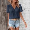 Women's Shirt Summer Casual Vacation Lace V-neck White Short Sleeve Loose Shirts for Women Elegant Tops Slim Fit Solid Color Women's Blouse New