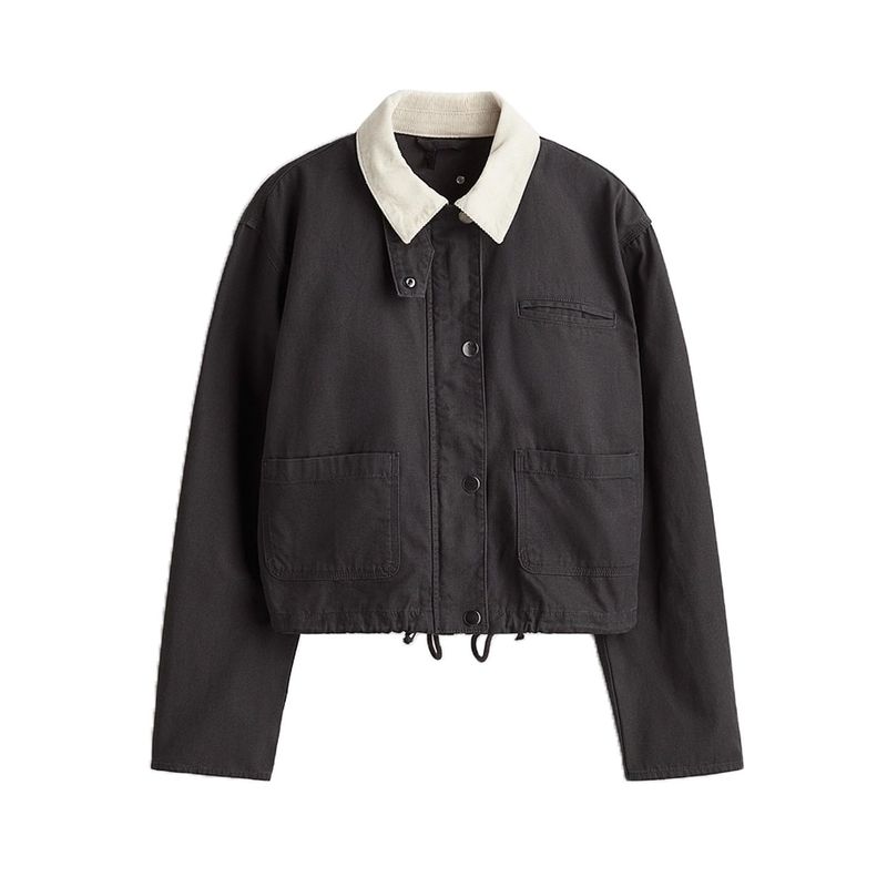 

Autumn New Women s Clothing American Retro Style Denim Casual Parka Corduroy Collar Jacket Short Coat 1298255 Dark gray L