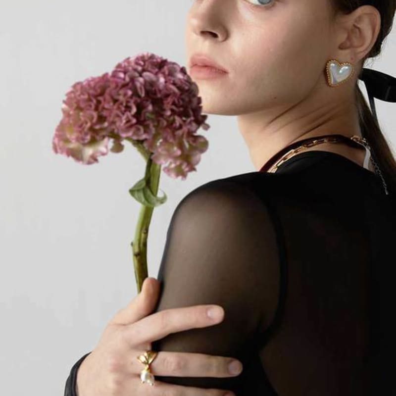 Ollia Baby Pearl Freshwater Pearl Leaf Free Size Ring