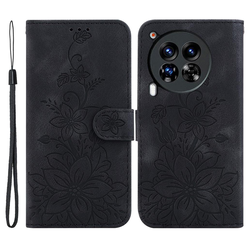 For TECNO Camon 30 Premier 5G Wallet Case Lily Imprint Anti-Drop Leather Phone Cover