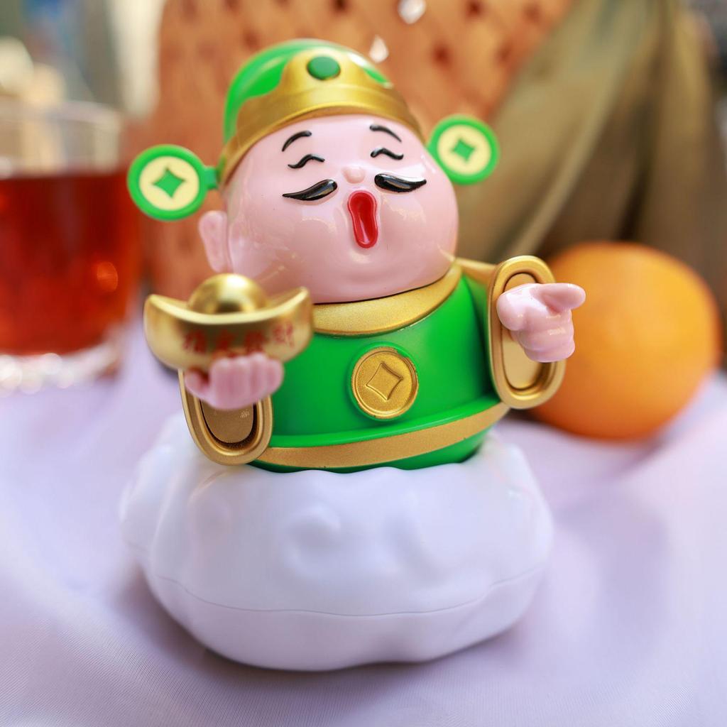 Fortune God Solar Ornament: Left-Right Swinging Wealth Attractor, New Year Cash Register Gift