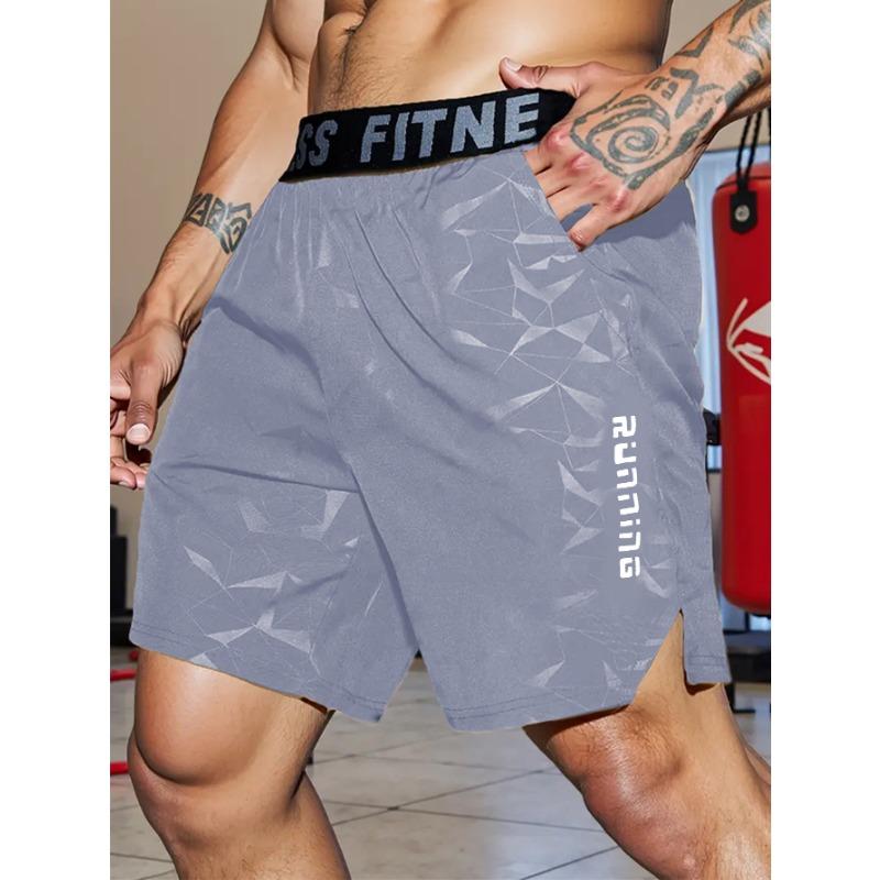 Herren Leichte Trainingsshorts Camouflage Muster Atmungsaktive Sportunterteile M grau