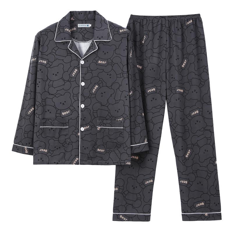 Men's Artistic Cardigan Pajama Set - Spring & Autumn Styles with Long Sleeves and Pants, Plus Size Available
