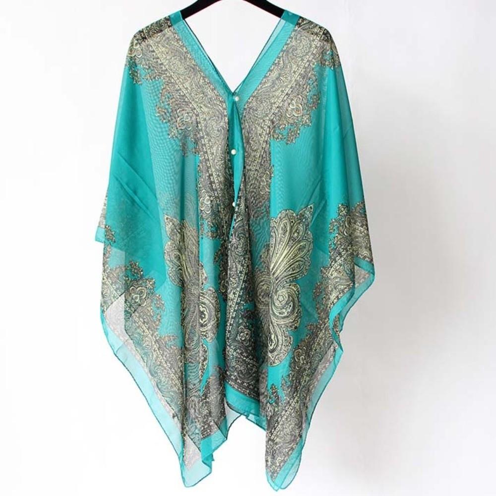 Long Sunscreen Thin Large Scarf Breathable Seaside Vacation Cloak Big Printed Flower Shawl Beach