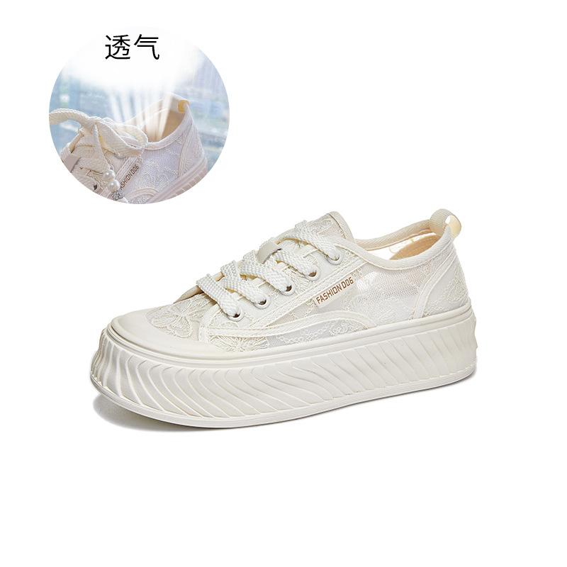 Mesh Thick-soled Little White Shoes Women's 2025 New Summer Fashion Biscuit Shoes Sports and Leisure Board Shoes Versatile Fisherman Shoes