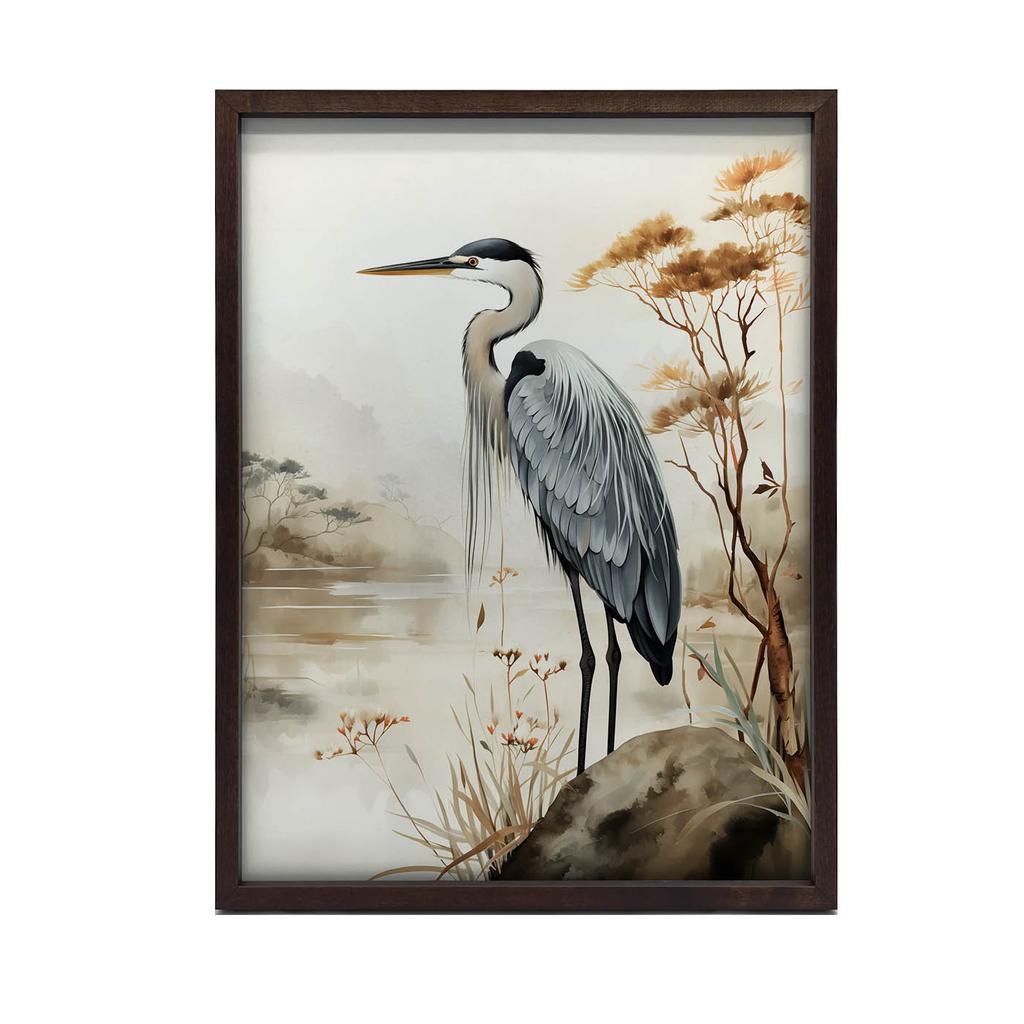 Spacer Nad Mglistym Jeziorem Spacer Nad Mglistym Jeziorem, 70X100 Cm, Rama Drewniana Ciemny Brąz, Papier Matowy 230 Gsm