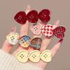 Sweet Check Love Button Hair Clip Side Bangs Girly Cute Duckbill Clip Hair Accessories