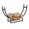 Relaxdays Fireplace Shelf, Half-round Log Holder, Wood, Steel, Half-moon Shelf, Hxwxd: 55x92x21 Cm, Black