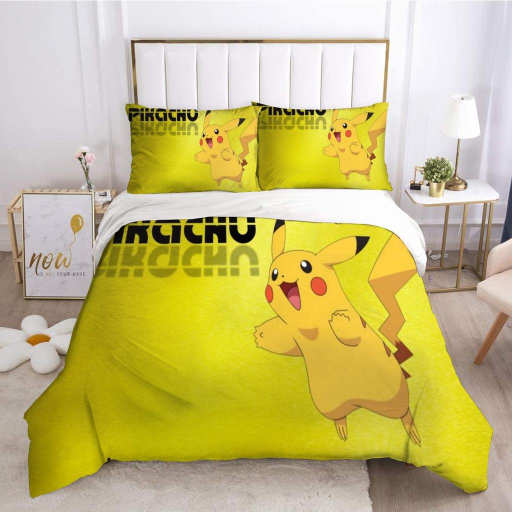 3D Cartoon Print Bedding Set, Anime Pikachu Friends Game Microfibre 2 piece,Teenager Children's Duvet Cover And Pillowcase Set