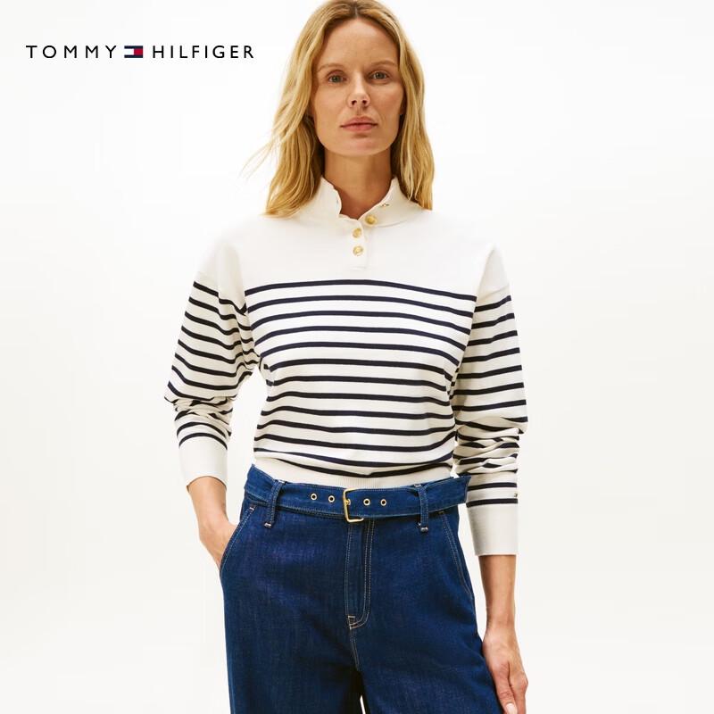 Tommy Hilfiger Women's Striped Mock Neck Knit Top