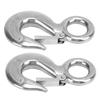 2pcs 1.5 Tons Eye Slip Hook with Safety Latch Stainless Steel Marine Lifting Eye Hoist Hook