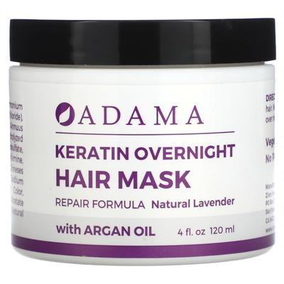 Adama, Keratin Overnight Hair Mask, Natural Lavender, 4 Fl Oz (120 Ml)