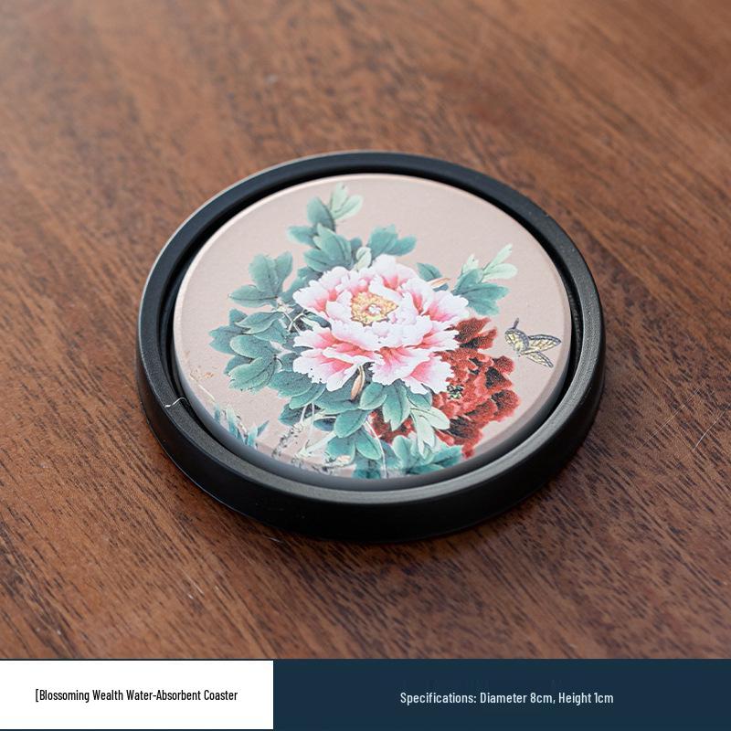 Chinese Style Ceramic Tea Coaster - Kung Fu Tea Ceremony Heat Insulation Cup Mat & Stand Accessories