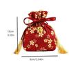 Stripe Canvas Flower Drawstring Bag Sakura Wedding Candy Bag Portable Ribbon Bow Wrist Bag  Party