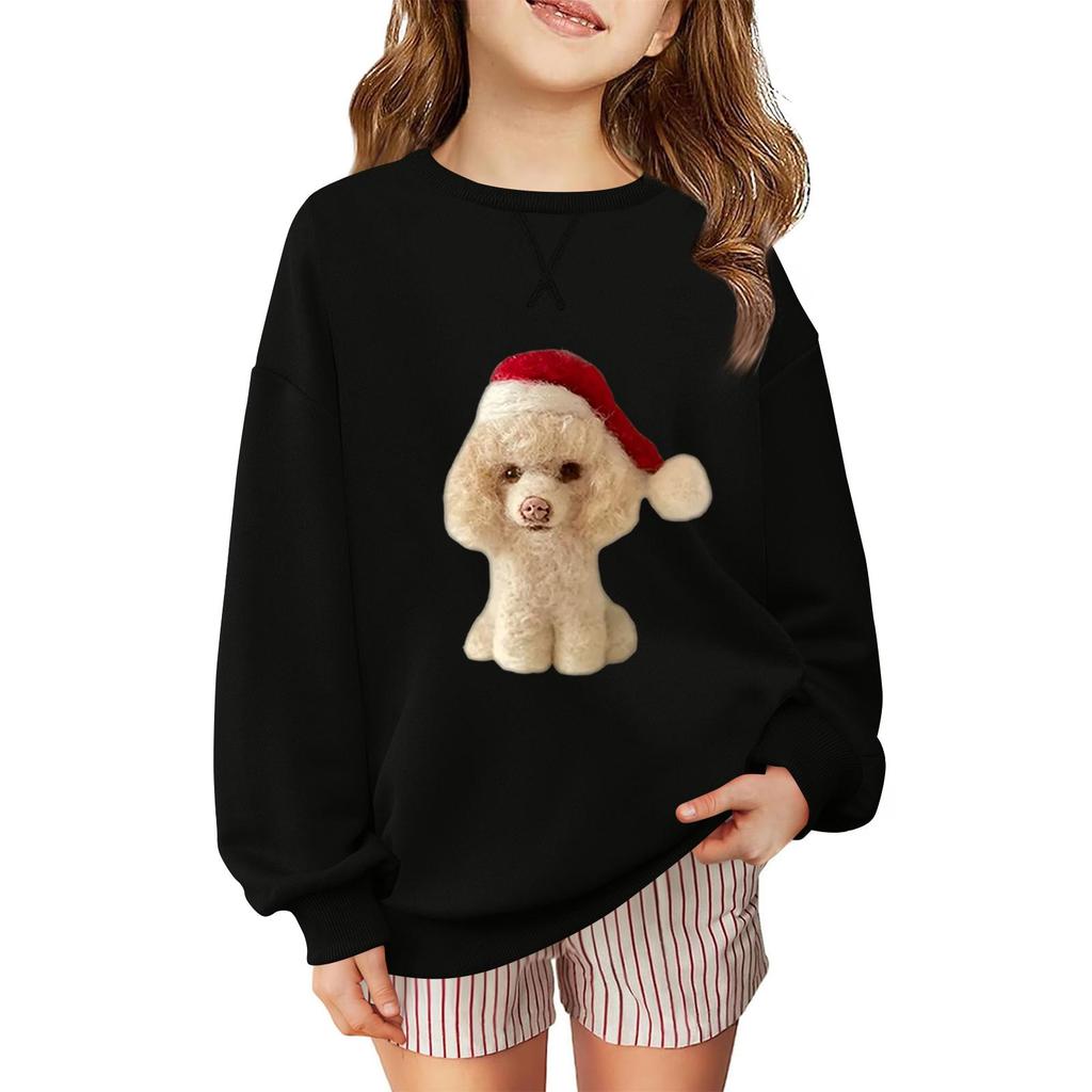 Children's Fashionable Casual Long-sleeved Loose Christmas Print Pullover Sweatshirt
