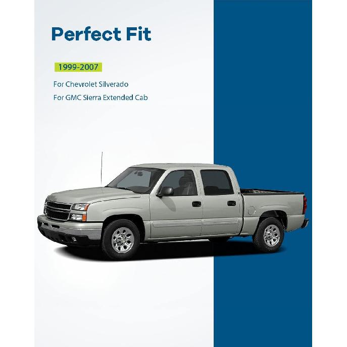 

LUJUNTEC Exterior Door Handle Rear Driver & Passgenger Side Compatible with 1999-2007 for Chevy Silverado for GMC Sierra 1500 2500 3500 for Extended