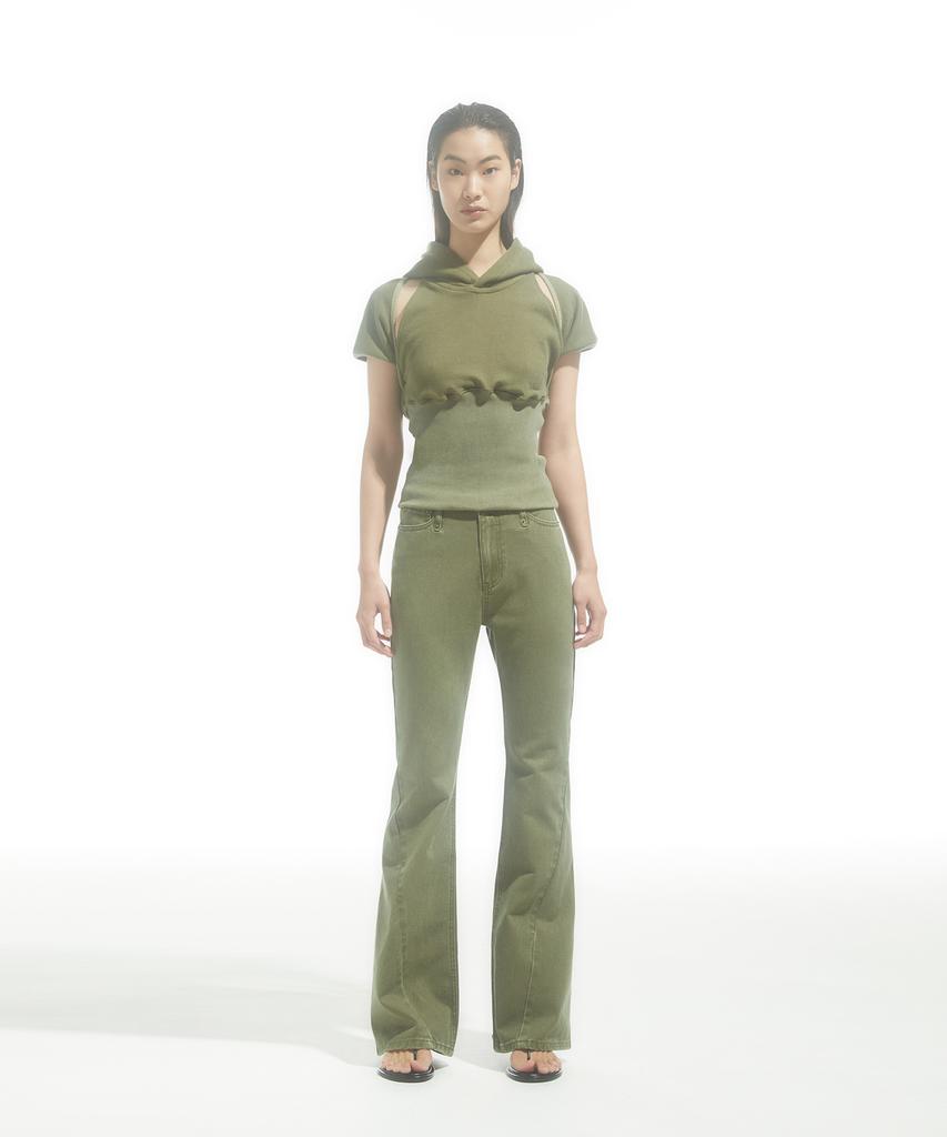 DRAE Raw-Edge Flared Jeans_Khaki