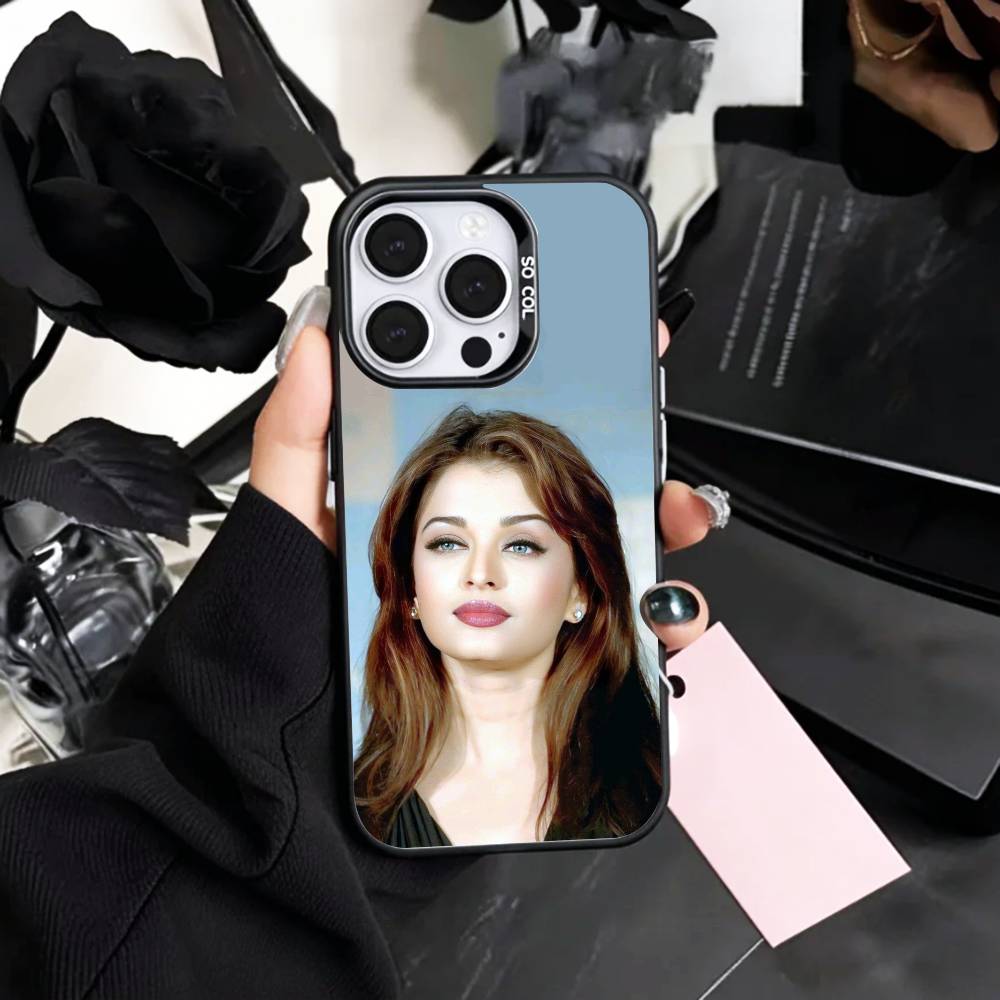 

A-Aishwarya Rai Phone Case For iPhone17,16,15,14,13,12,11 Plus,Pro Max Colored Silver Plated Inside Cover iPhone15pro