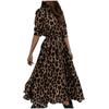 Fashion Sexy Printed Long Dress Stand Collar Single Breasted Leopard Dress