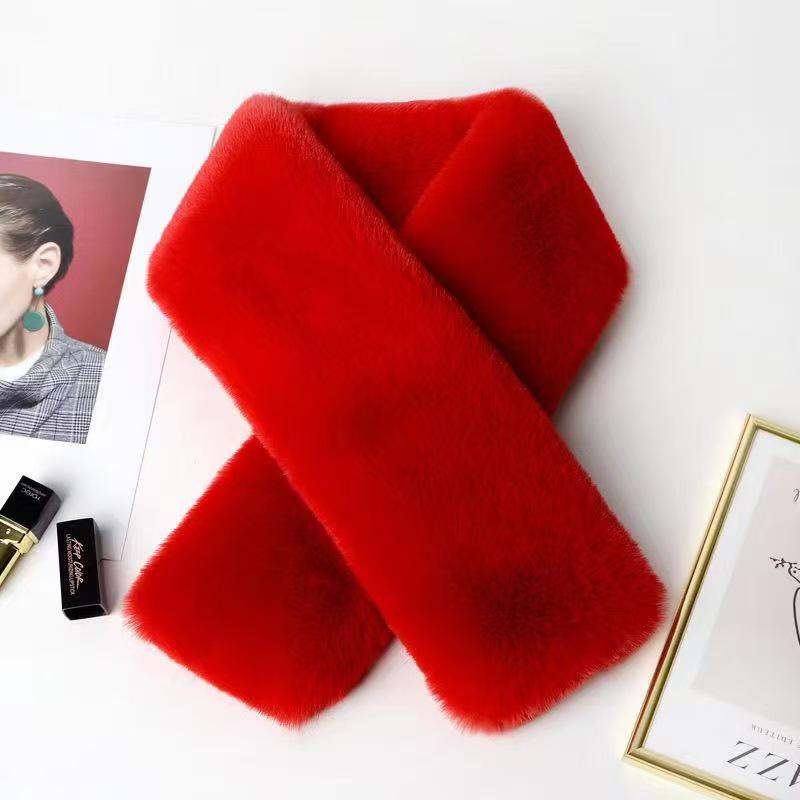 Women's Stylish Winter Faux Mink Rabbit Fur Scarf - Versatile, Thick & Warm Neck Warmer
