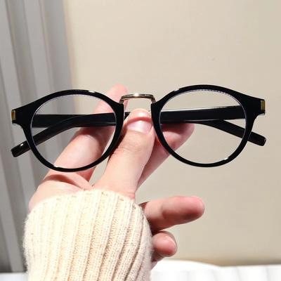 Men'S Women'S New Retro Round Hd Anti-Blue Light Normal Glasses Full Frame Classic Flat Glasses Fashion Decorative Glasses