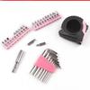 39-Piece Pink Ladies Tool Set with Full Set of Carbon Steel Tools In Colorful Blow Molded Box