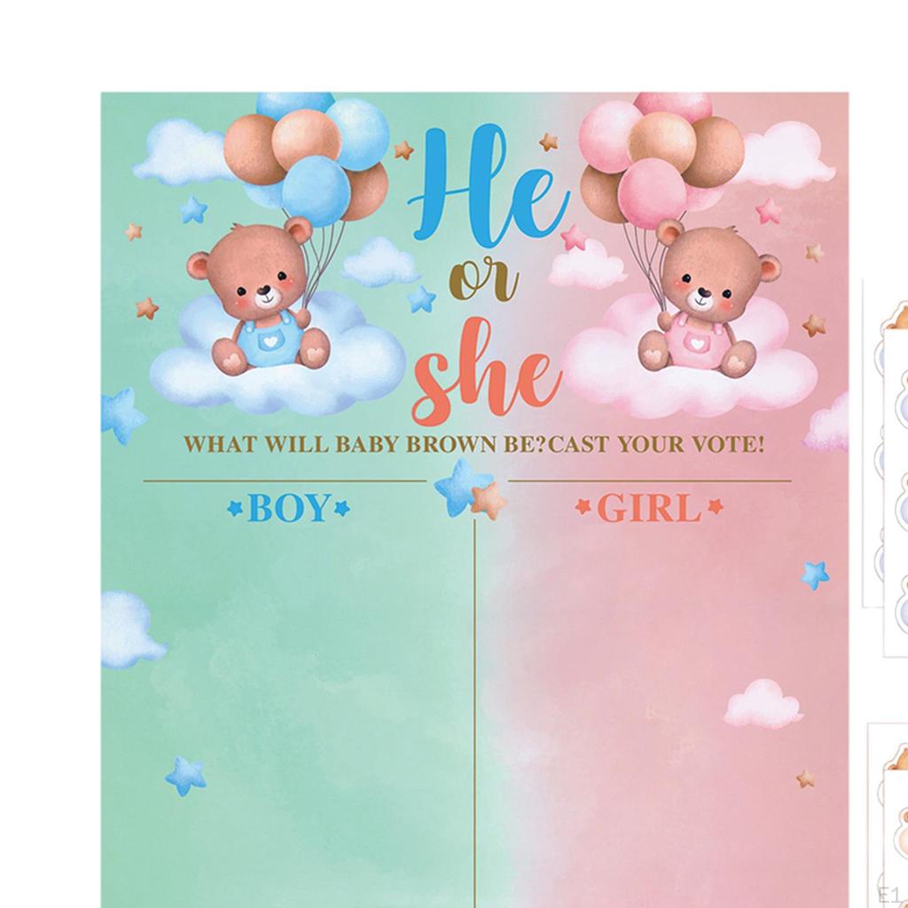 Baby Gender Reveal Board Ideas Game Cartoon Bear and Balloons Patterns