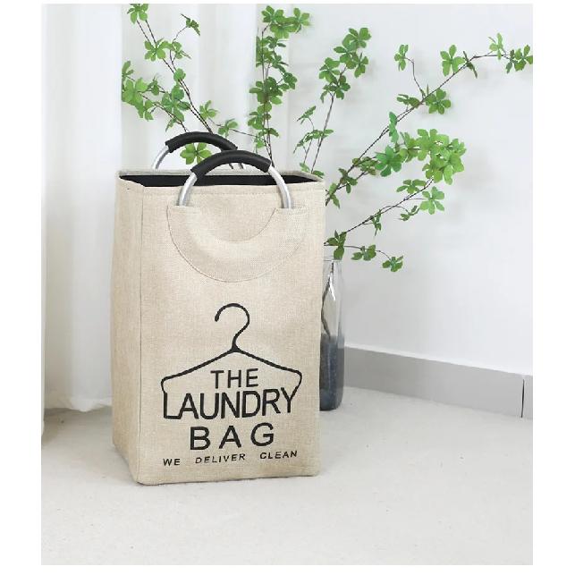 Collapsible Linen Laundry Basket with Handles Waterproof Large Capacity for Dirty Clothes Bathroom Bedroom Laundry Room Storage