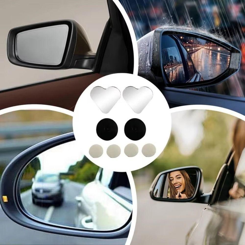 2Pcs Stick-On Blind Spots Mirror Frameless Convex Rearview Side Mirror Rearview Mirror