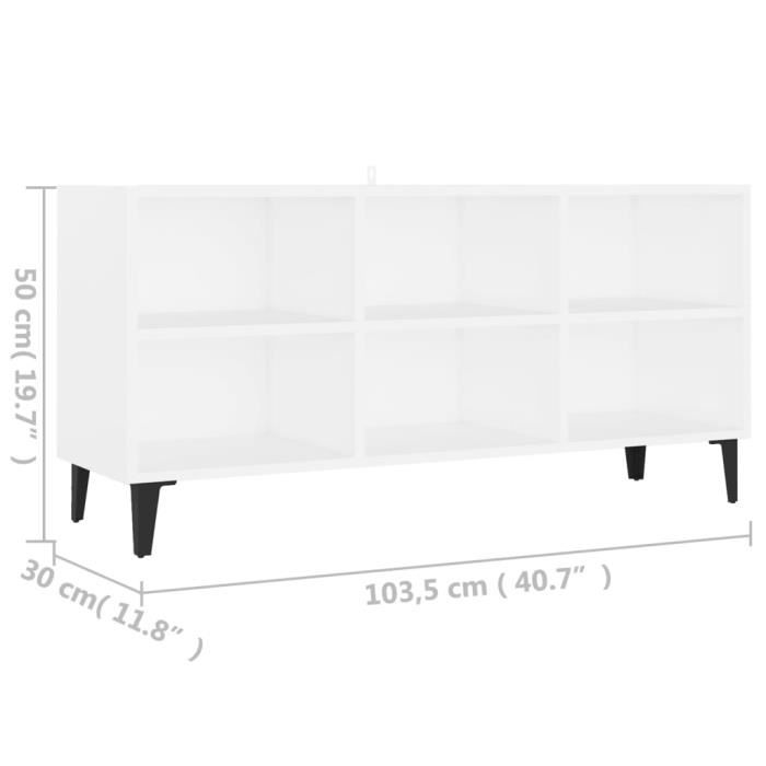 VidaXL TV Cabinet with Metal Legs White 103.5x30x50 Cm