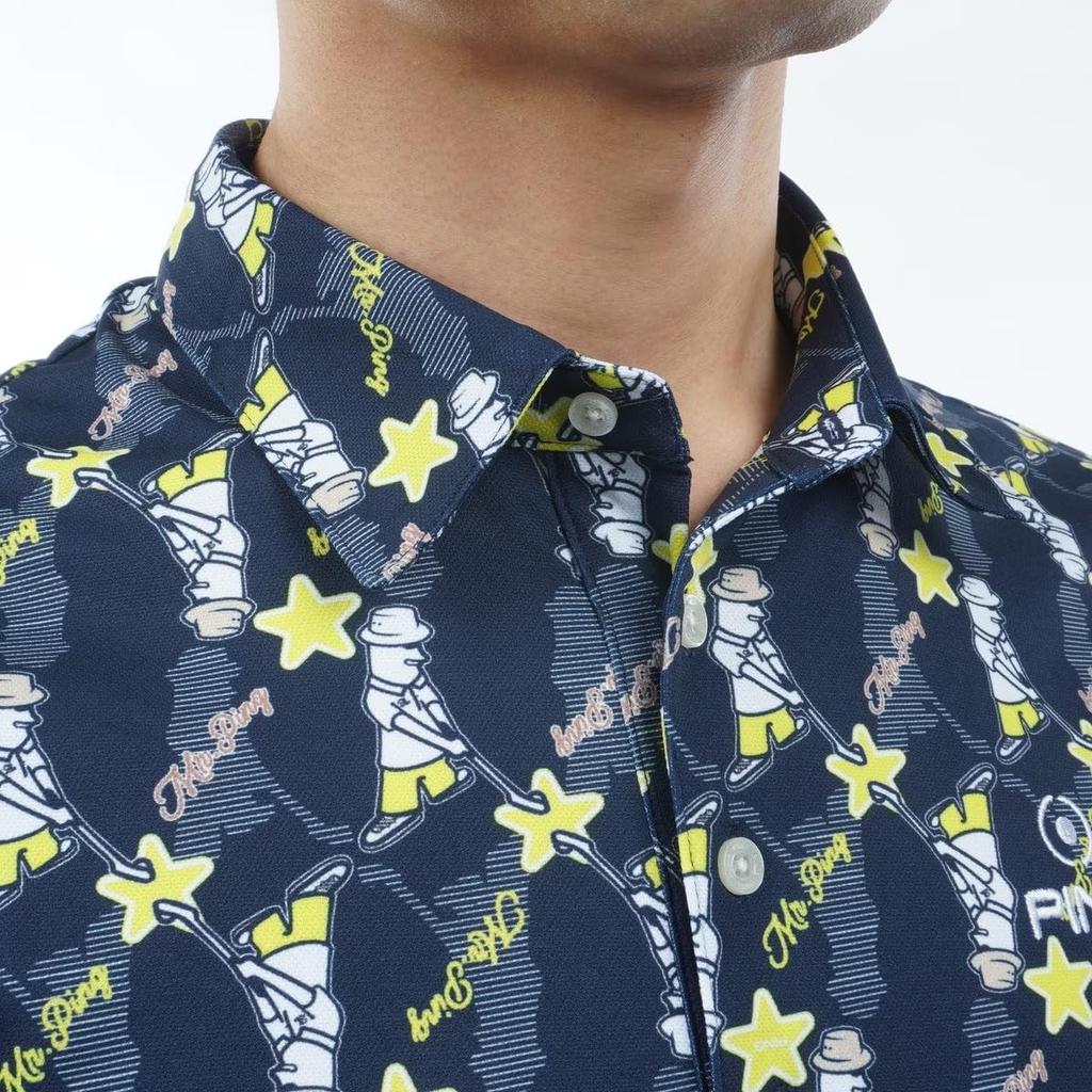 Ping Apparel Short Sleeve Polo Shirt Ping Golf M Men's (Mr. All-Over Print, Stretch) / / 621-4160207 120_Navy