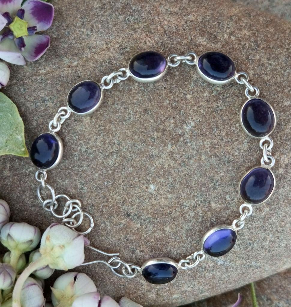 Amethyst Gemstone 925 Sterling Silver Plated  1 pcs bracelet chris-br21