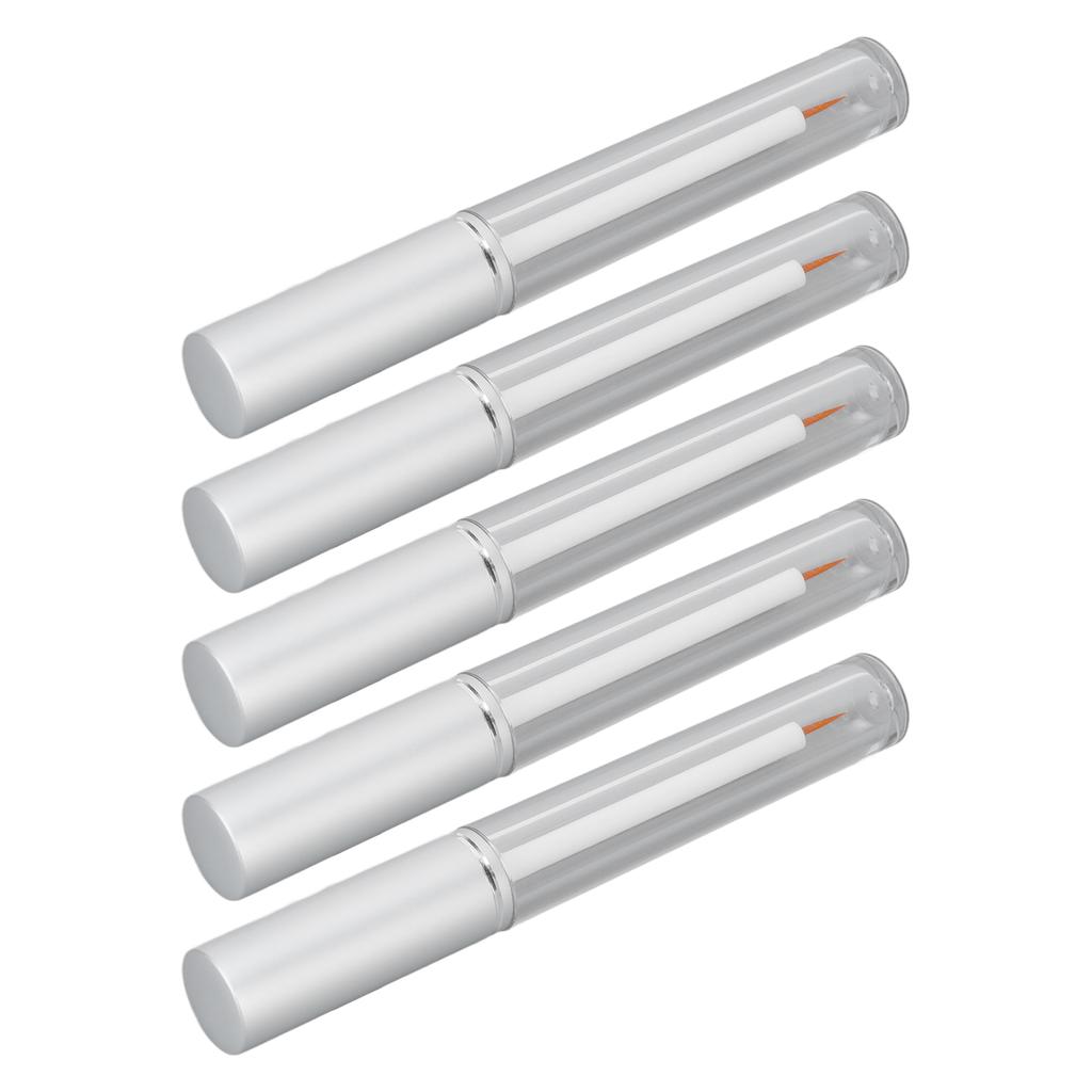 5Pcs 3ml Empty Mascara Tube Transparent Aluminum Cover Empty Container Bottles with Rubber Stopper for Traveling Camping