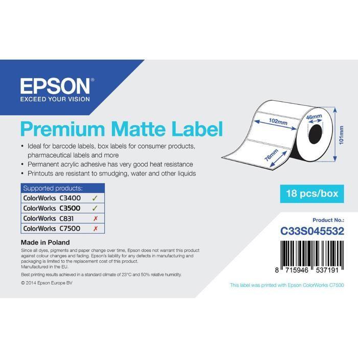 Étiquettes - EPSON - C33S045532 - 102mm x 76mm - Blanc - Paquet de 440 étiquettes bianco